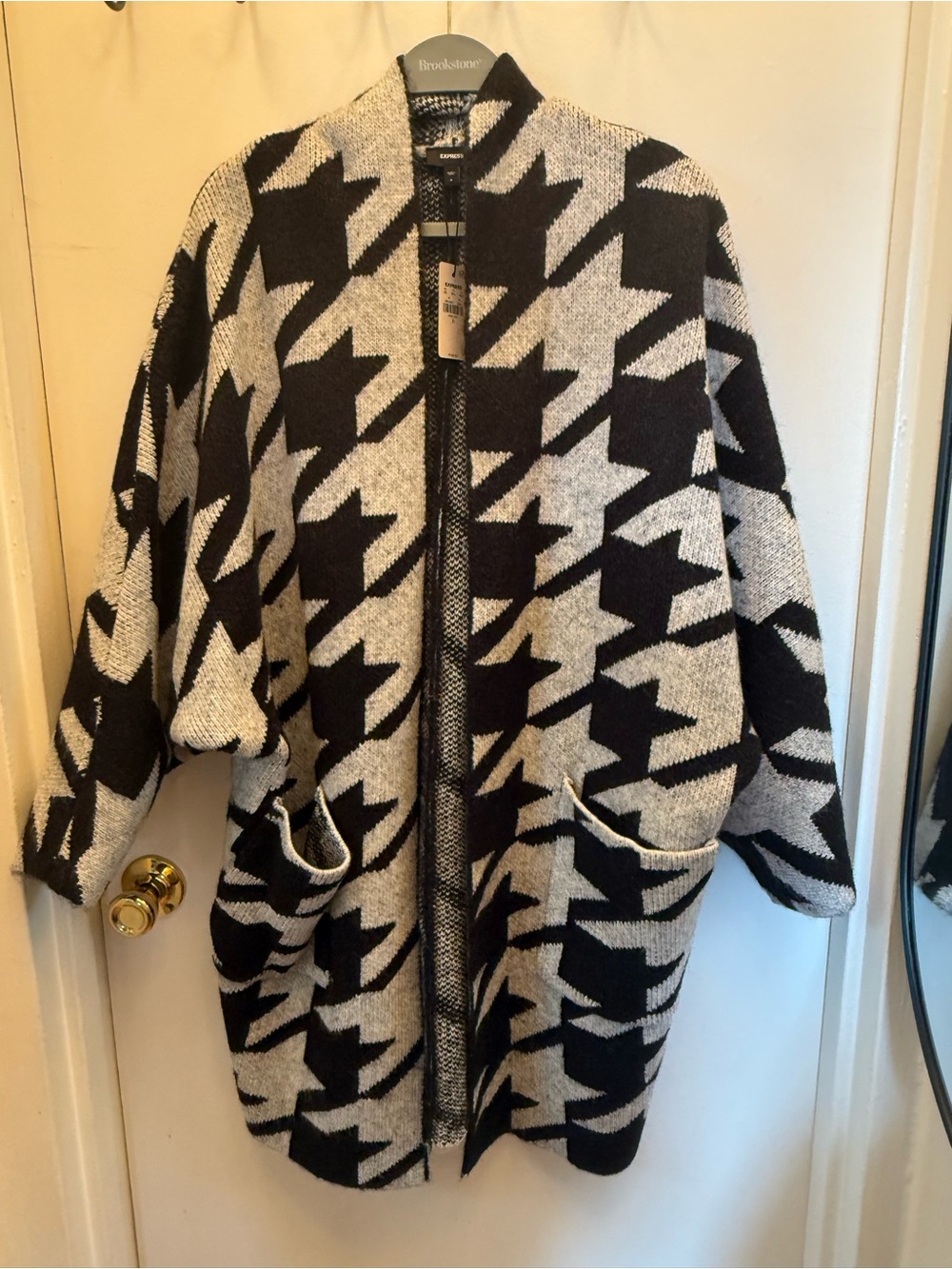NWT Express Houndstooth Open Front Cardigan Size Small